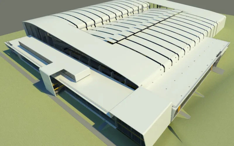 View of the building roof in the BIM model