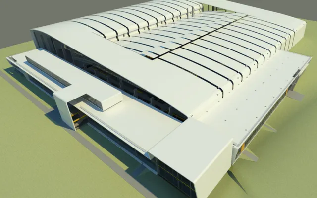 View of the building roof in the BIM model